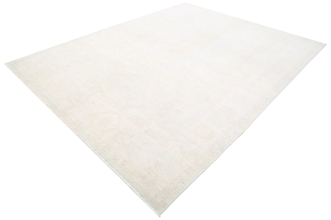 Ivory Afghan Oushak Rug 8' 8" x 11' 3" Hand-Knotted | No. AT64720