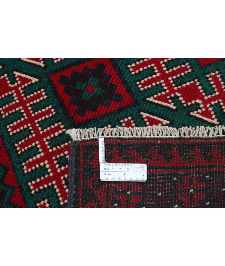Red Afghan Tribal Rug 2' 11" x 4' 11" Hand-Knotted | No. AT64754