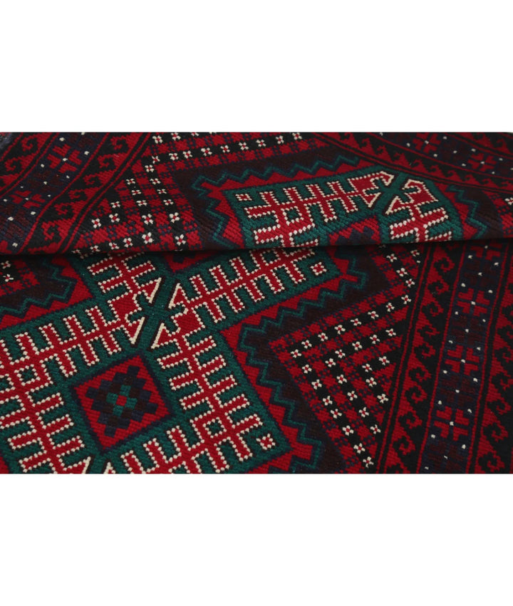 Red Afghan Tribal Rug 2' 11" x 4' 11" Hand-Knotted | No. AT64754