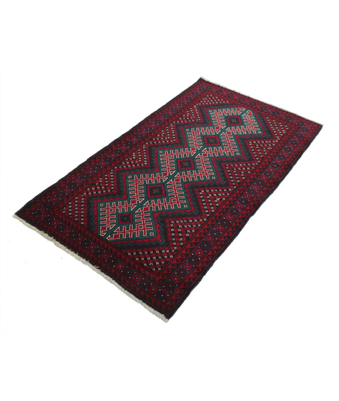 Red Afghan Tribal Rug 2' 11" x 4' 11" Hand-Knotted | No. AT64754