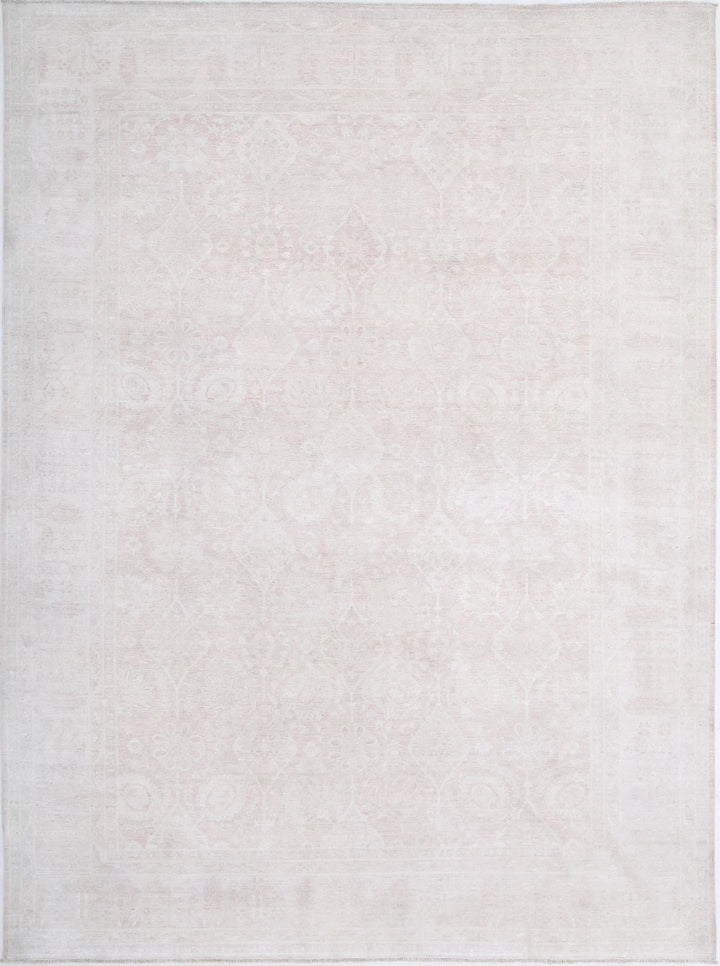 Ivory Afghan Serenity Rug 9' 1" x 12' 3" Hand-Knotted | No. AT64784