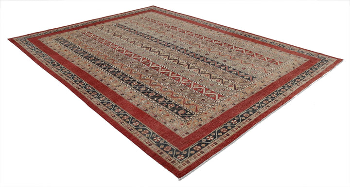Red Afghan Oriental Rug 8' 11" x 11' 10" Hand-Knotted | No. AT64811