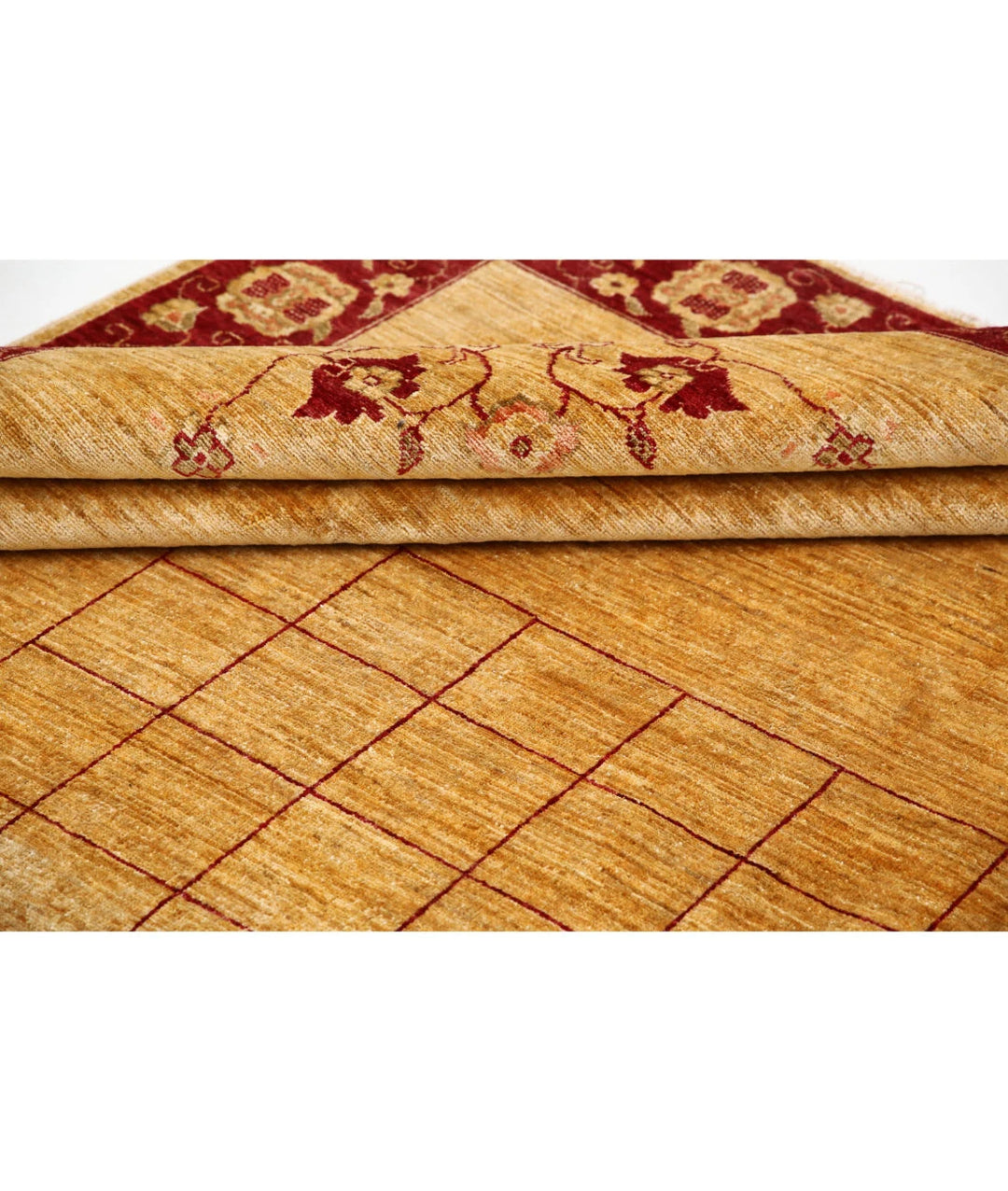 Beige Afghan Modcar Rug 9' 2" x 12' 0" Hand-Knotted | No. AT64857