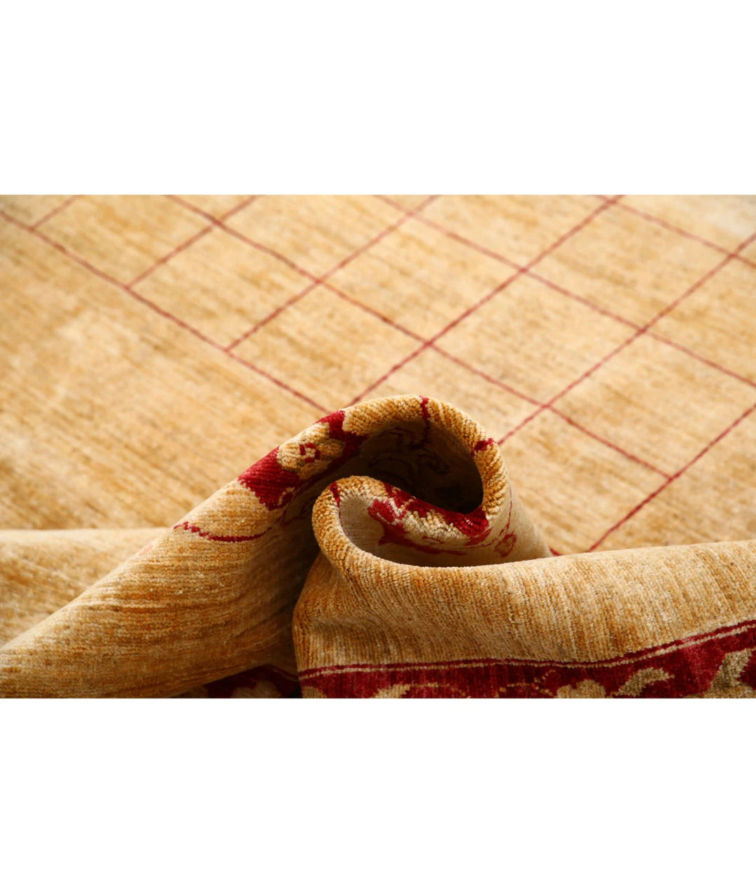 Beige Afghan Modcar Rug 9' 2" x 12' 0" Hand-Knotted | No. AT64857