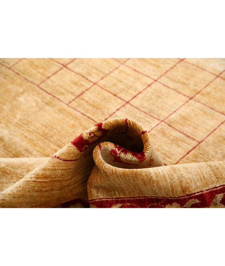 Beige Afghan Modcar Rug 9' 2" x 12' 0" Hand-Knotted | No. AT64857