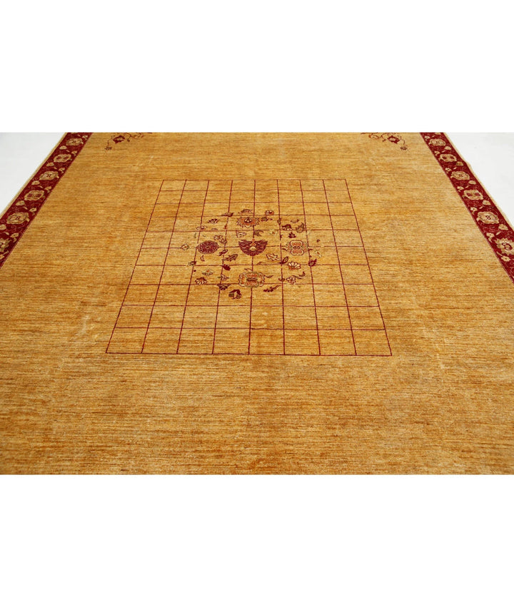 Beige Afghan Modcar Rug 9' 2" x 12' 0" Hand-Knotted | No. AT64857