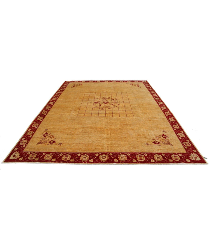 Beige Afghan Modcar Rug 9' 2" x 12' 0" Hand-Knotted | No. AT64857