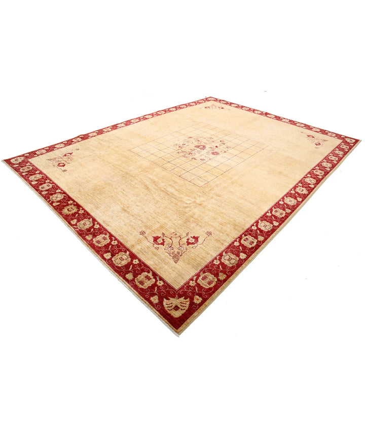 Beige Afghan Modcar Rug 9' 2" x 12' 0" Hand-Knotted | No. AT64857