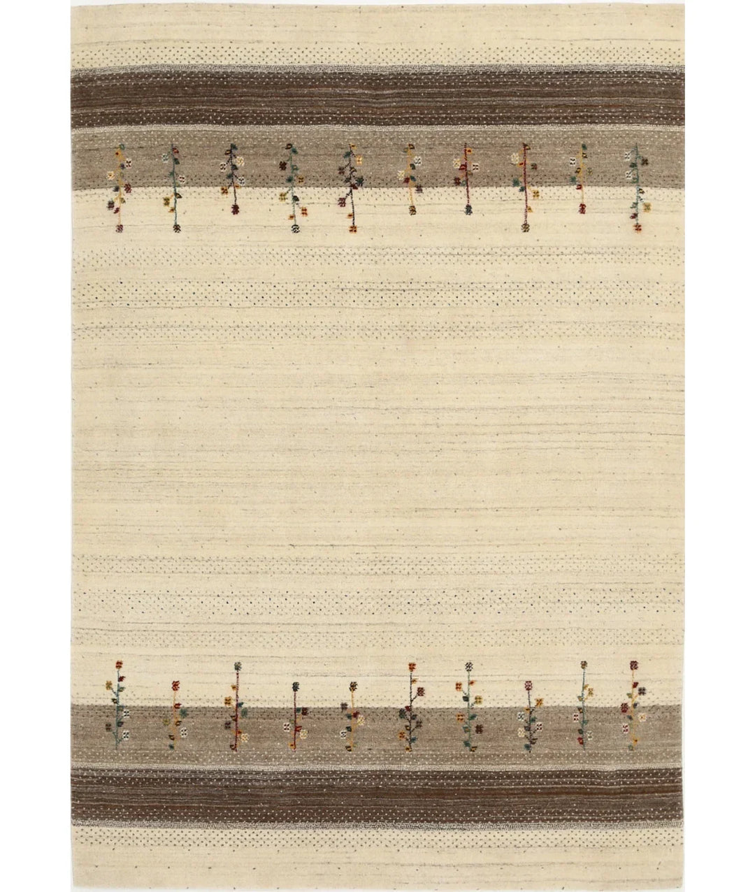 Ivory Indian Oriental Rug 5' 3" x 7' 7" Hand-Knotted | No. AT64896