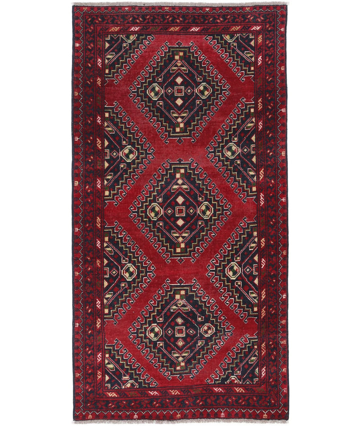 Afghan Baluch Runner Rug 3' 2" x 6' 5" Hand-Knotted | No. AT64944