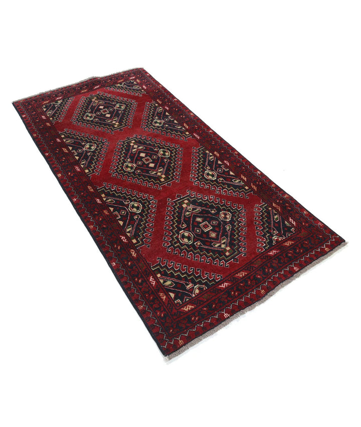 Afghan Baluch Runner Rug 3' 2" x 6' 5" Hand-Knotted | No. AT64944