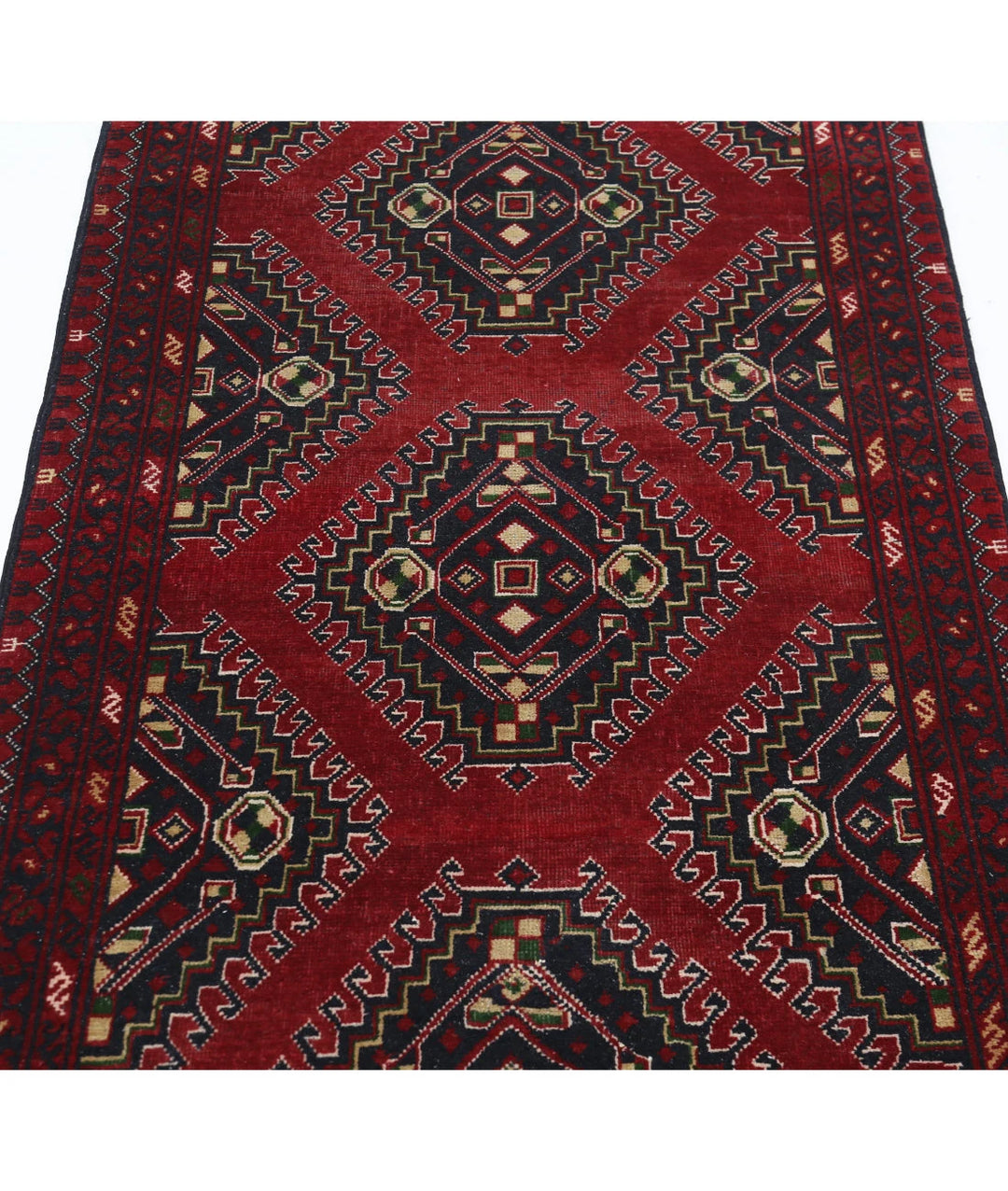 Afghan Baluch Runner Rug 3' 2" x 6' 5" Hand-Knotted | No. AT64944