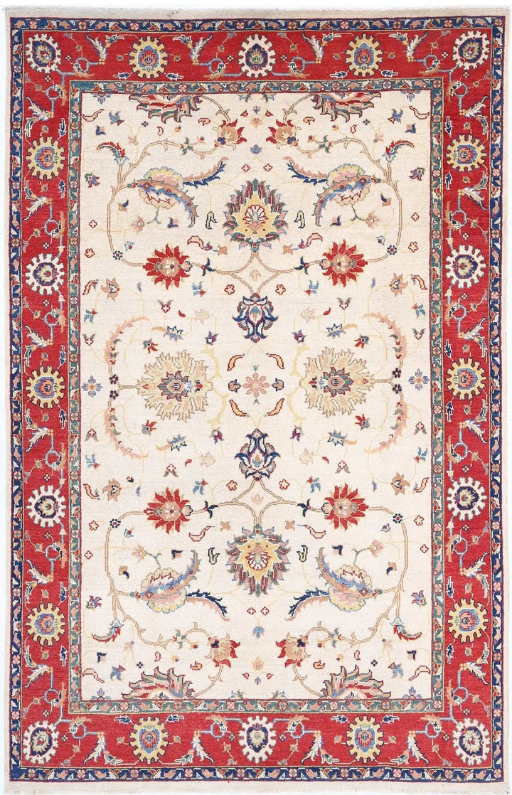 Afghan Ziegler Rug 6' 5" x 10' 2" Hand-Knotted | No. AT64962