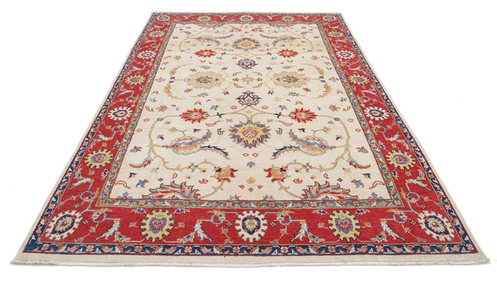 Afghan Ziegler Rug 6' 5" x 10' 2" Hand-Knotted | No. AT64962