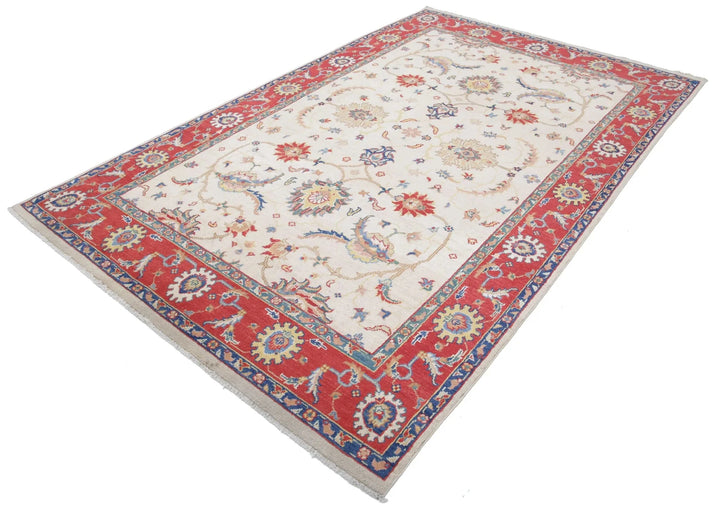 Afghan Ziegler Rug 6' 5" x 10' 2" Hand-Knotted | No. AT64962