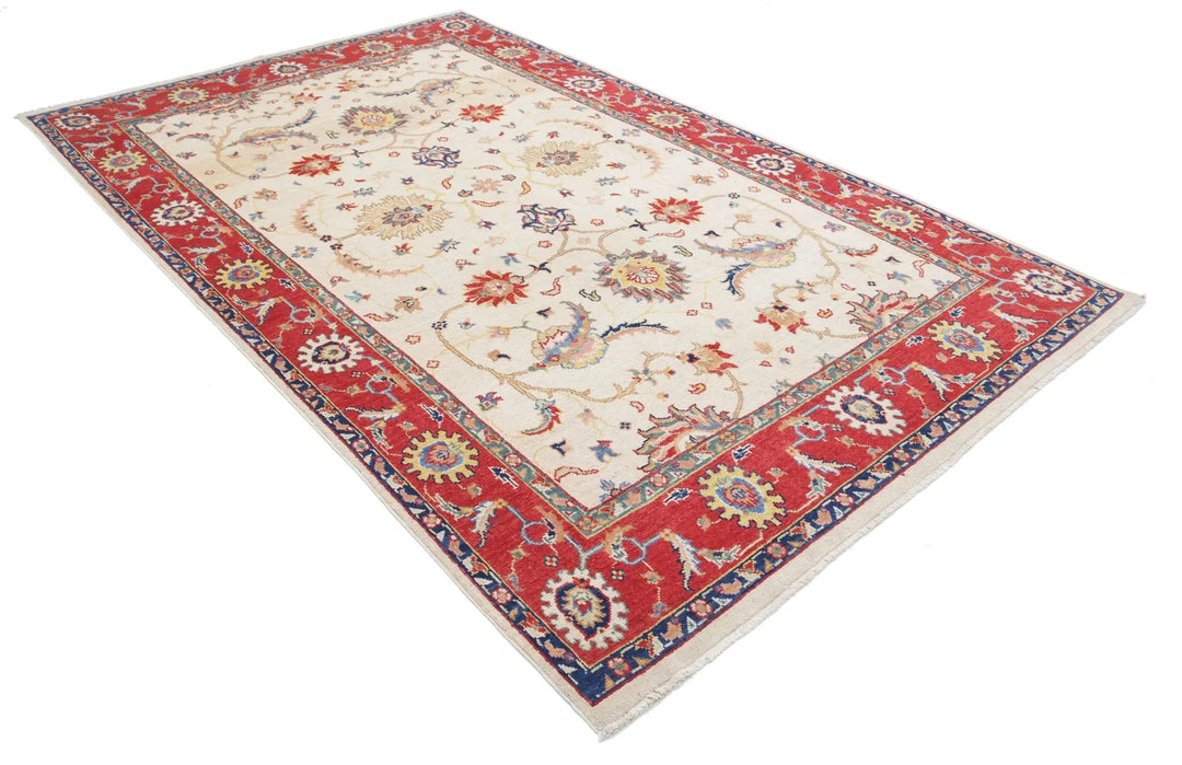 Afghan Ziegler Rug 6' 5" x 10' 2" Hand-Knotted | No. AT64962