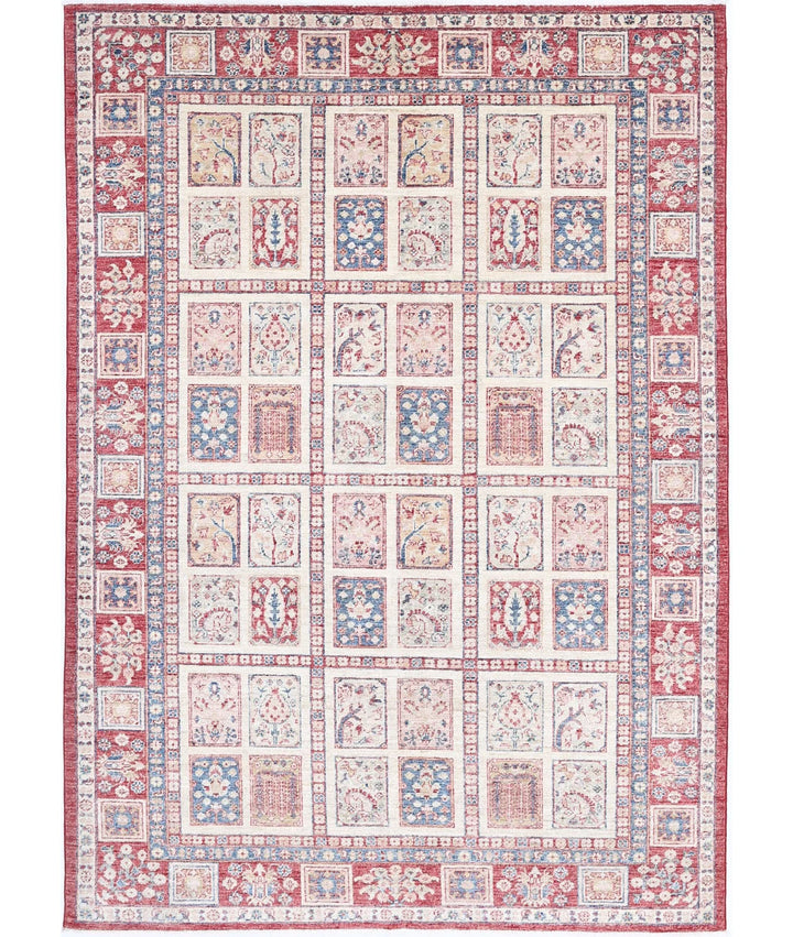 Red Afghan Bakhtiari Rug 5'6" x 7'10" Hand-Knotted | No. AT65056