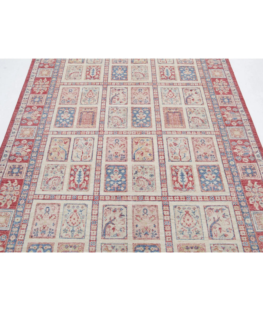 Red Afghan Bakhtiari Rug 5'6" x 7'10" Hand-Knotted | No. AT65056
