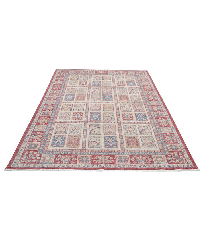 Red Afghan Bakhtiari Rug 5'6" x 7'10" Hand-Knotted | No. AT65056