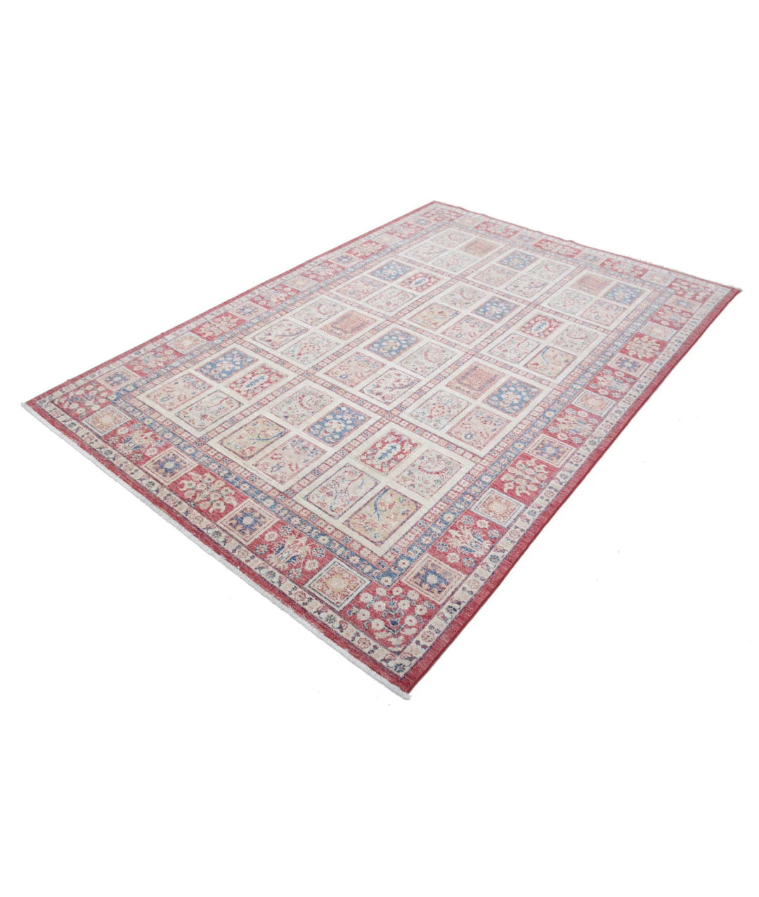 Red Afghan Bakhtiari Rug 5'6" x 7'10" Hand-Knotted | No. AT65056