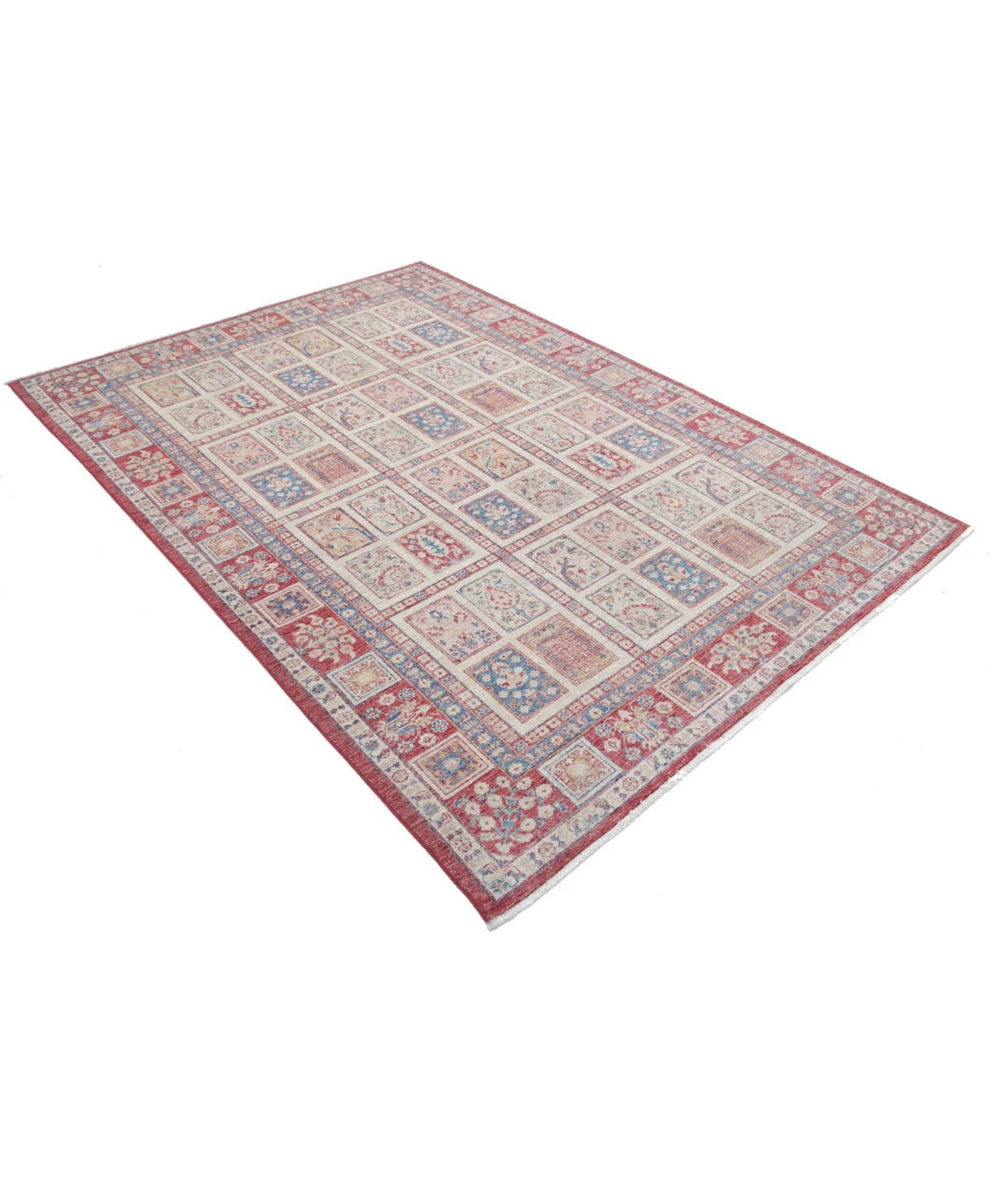 Red Afghan Bakhtiari Rug 5'6" x 7'10" Hand-Knotted | No. AT65056