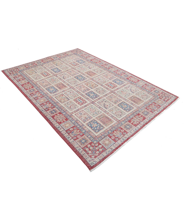 Red Afghan Bakhtiari Rug 5'6" x 7'10" Hand-Knotted | No. AT65056