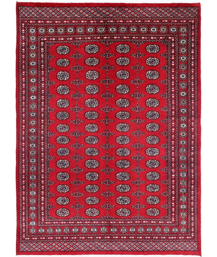 Red Pakistani Bokhara Rug 6' 0" x 8' 5" Hand-Knotted | No. AT65070
