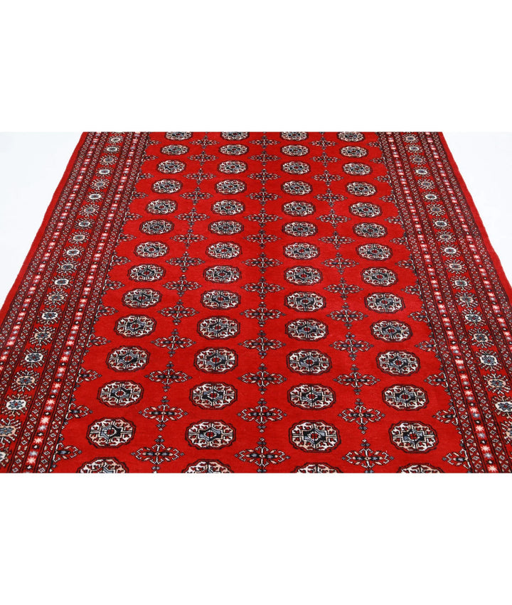 Red Pakistani Bokhara Rug 6' 0" x 8' 5" Hand-Knotted | No. AT65070