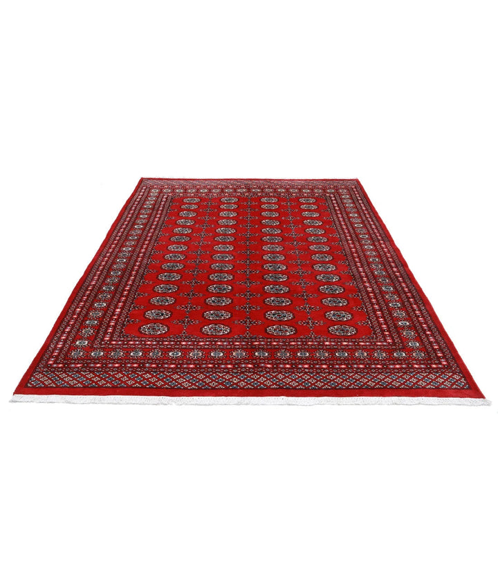 Red Pakistani Bokhara Rug 6' 0" x 8' 5" Hand-Knotted | No. AT65070