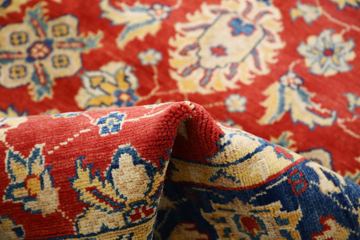Red Afghan Ziegler Rug 4' 0" x 5' 10" Hand-Knotted | No. AT65166