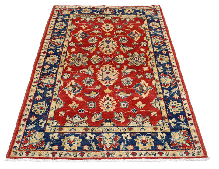 Red Afghan Ziegler Rug 4' 0" x 5' 10" Hand-Knotted | No. AT65166