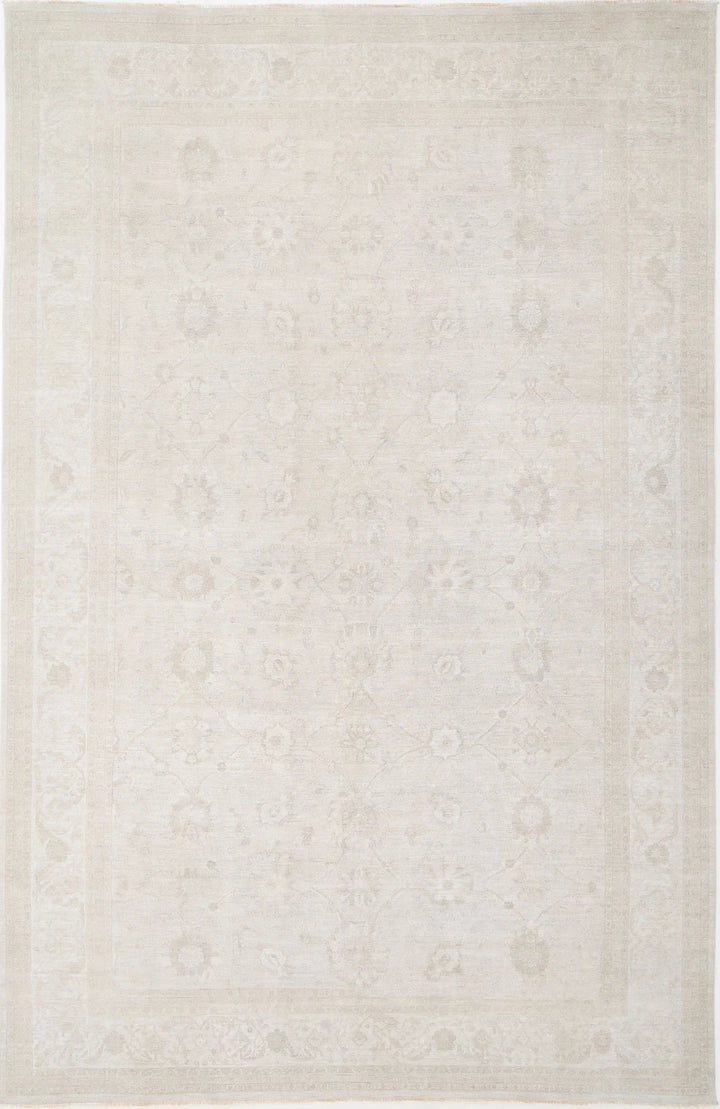 Ivory Afghan Serenity Rug 11' 6" x 17' 10" Hand-Knotted | No. AT65206