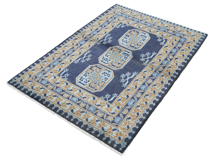 Afghan Revival Rug 3' 4" x 4' 9" Hand-Knotted | No. AT65229