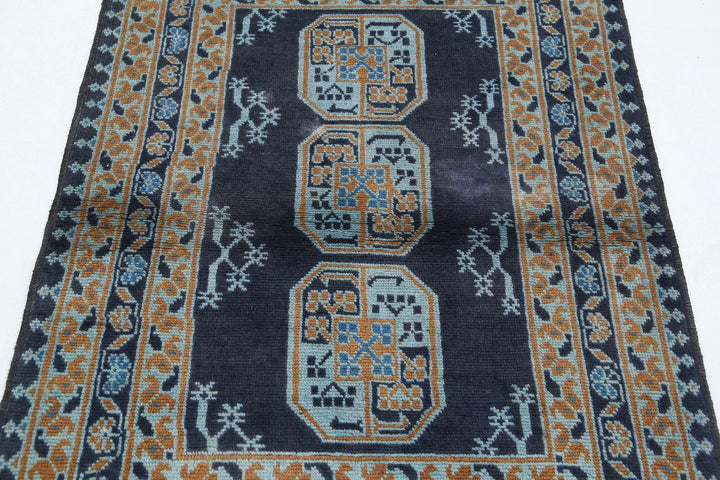 Afghan Revival Rug 3' 4" x 4' 9" Hand-Knotted | No. AT65229