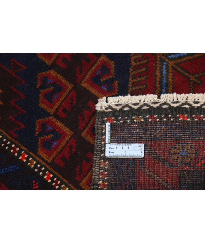 Red Afghan Tribal Rug 2' 11" x 5' 0" Hand-Knotted | No. AT65522