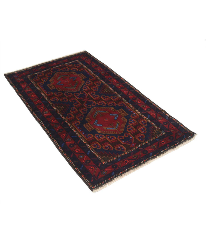 Red Afghan Tribal Rug 2' 11" x 5' 0" Hand-Knotted | No. AT65522