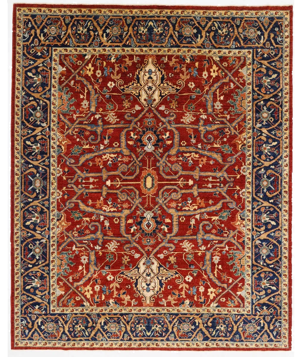Afghan Heriz Rug 8' 1" x 9' 9" Hand-Knotted | No. AT65593