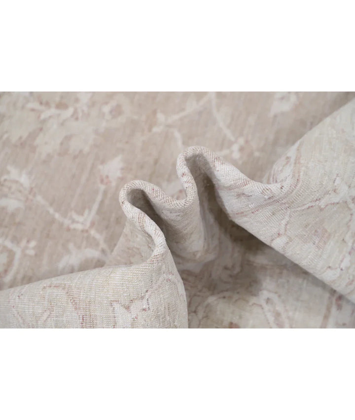Ivory Afghan Tabriz Rug 6' 0" x 8' 4" Hand-Knotted | No. AT65657