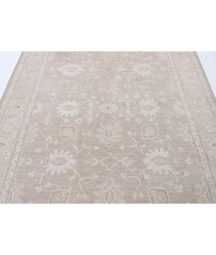 Ivory Afghan Tabriz Rug 6' 0" x 8' 4" Hand-Knotted | No. AT65657