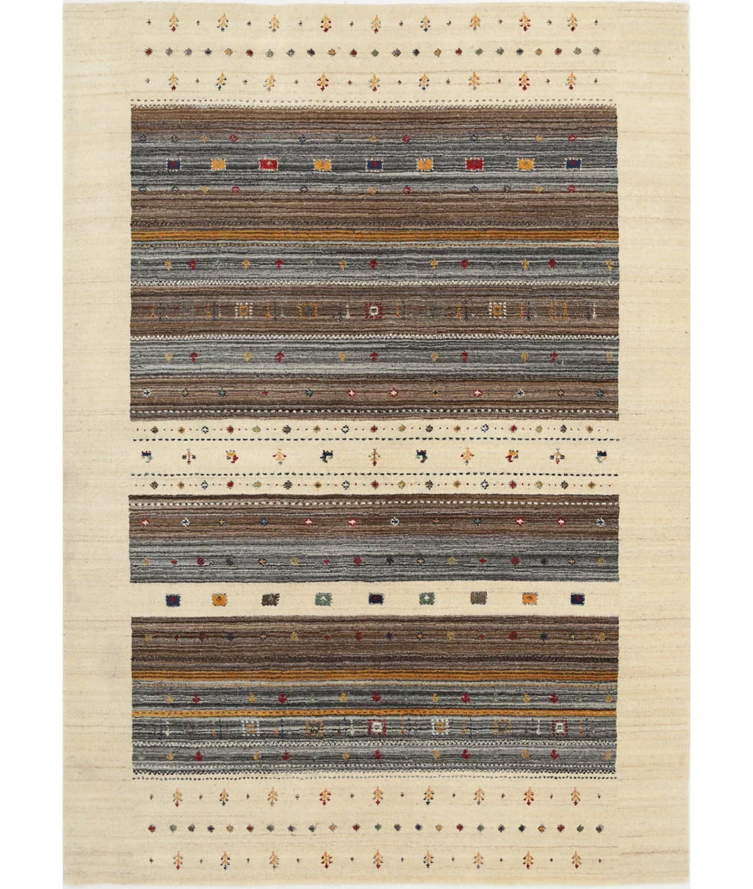 Ivory Indian Lori Rug 5' 8" x 7' 10" Hand-Knotted | No. AT65734
