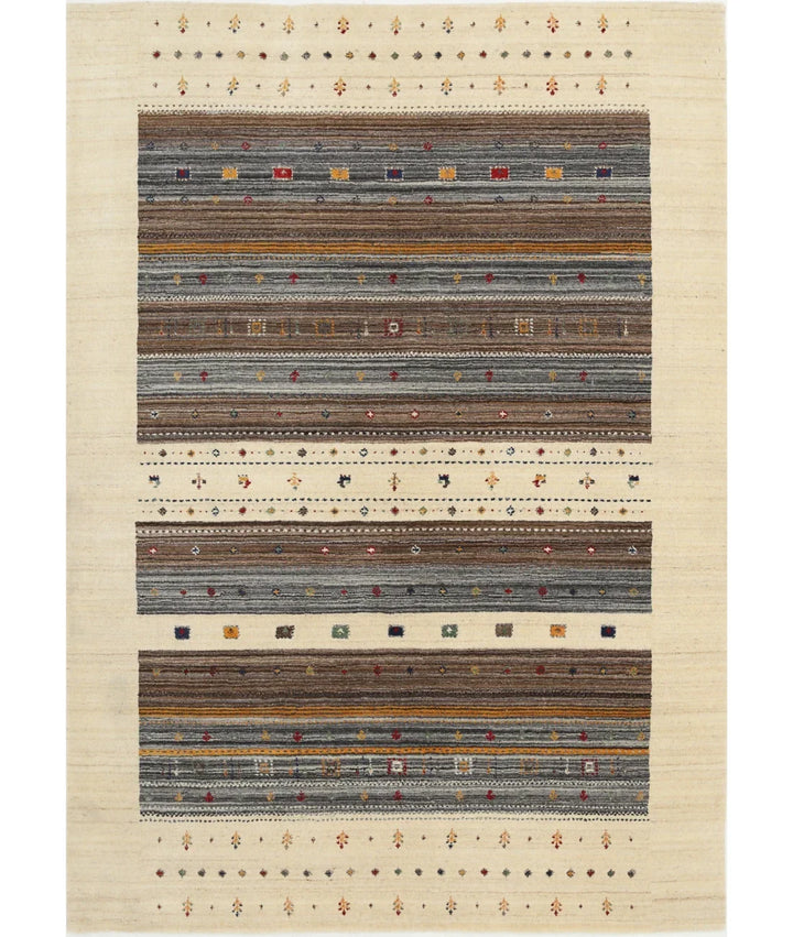 Ivory Indian Lori Rug 5' 8" x 7' 10" Hand-Knotted | No. AT65734