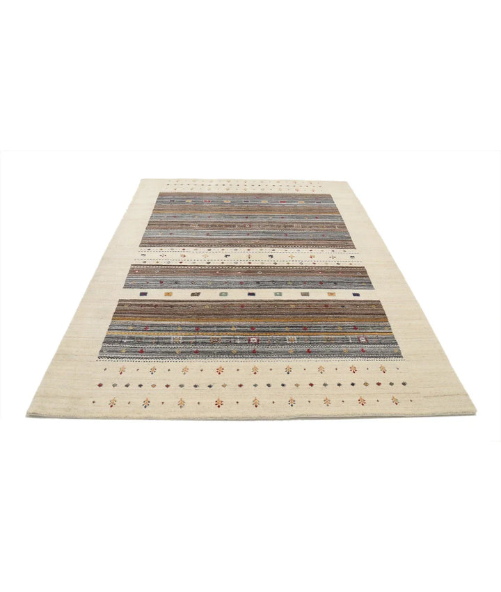 Ivory Indian Lori Rug 5' 8" x 7' 10" Hand-Knotted | No. AT65734