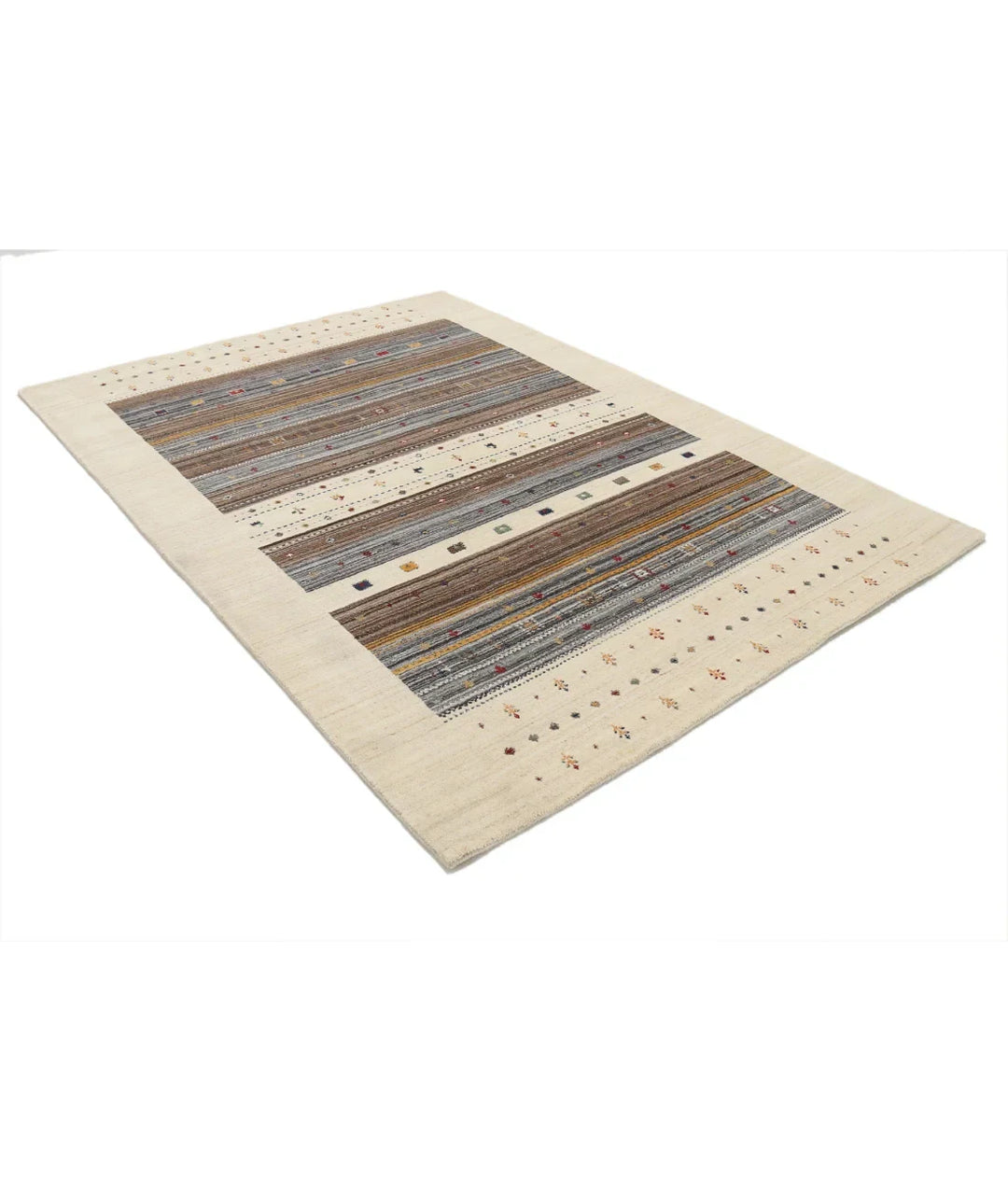 Ivory Indian Lori Rug 5' 8" x 7' 10" Hand-Knotted | No. AT65734
