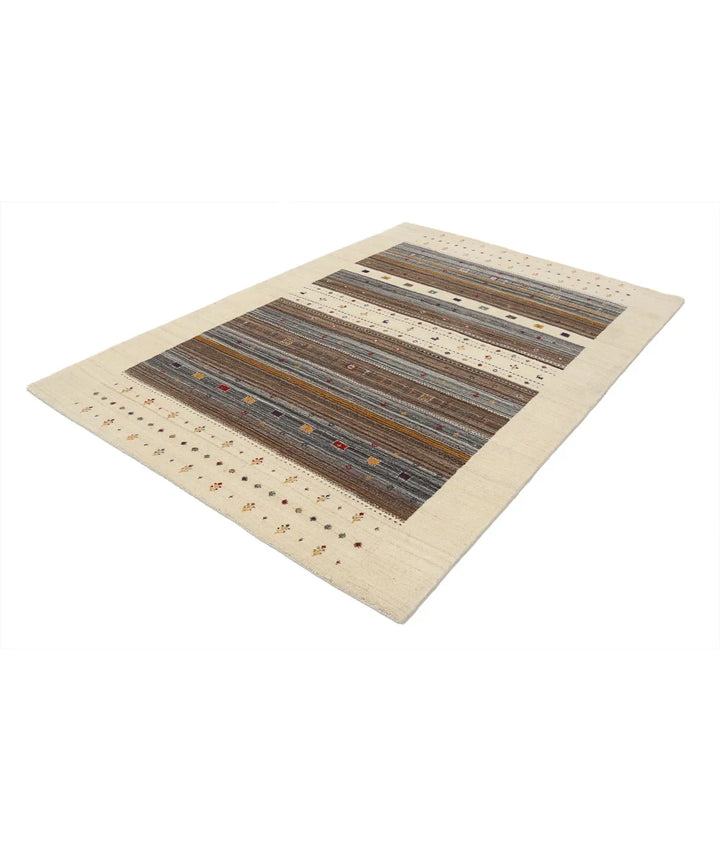 Ivory Indian Lori Rug 5' 8" x 7' 10" Hand-Knotted | No. AT65734