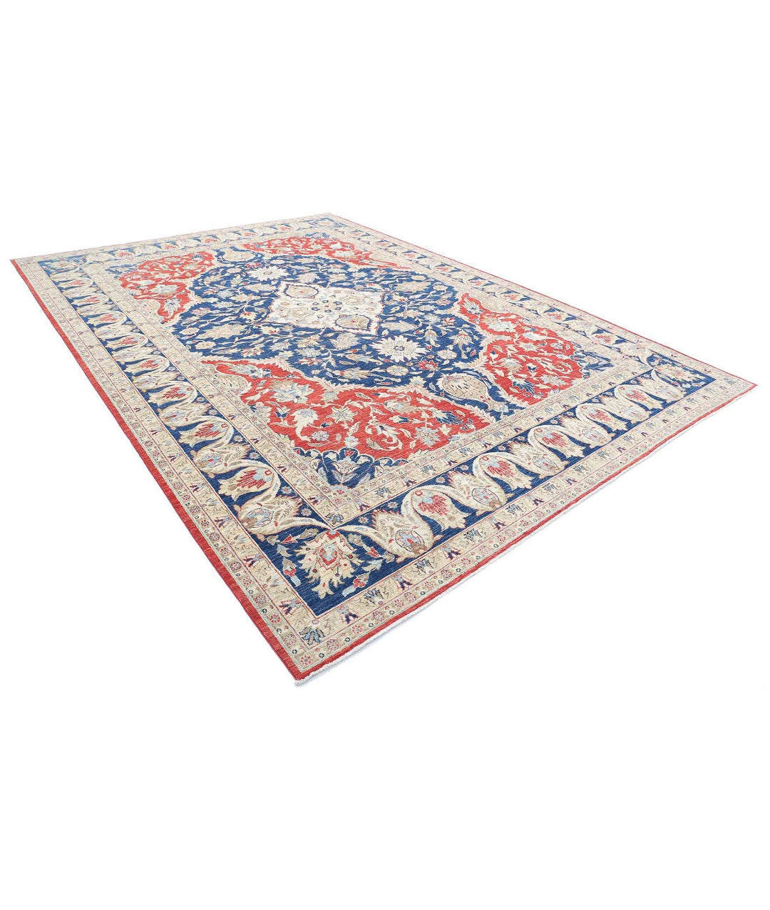 Afghan Heriz Rug 9' 11" x 13' 11" Hand-Knotted | No. AT65798
