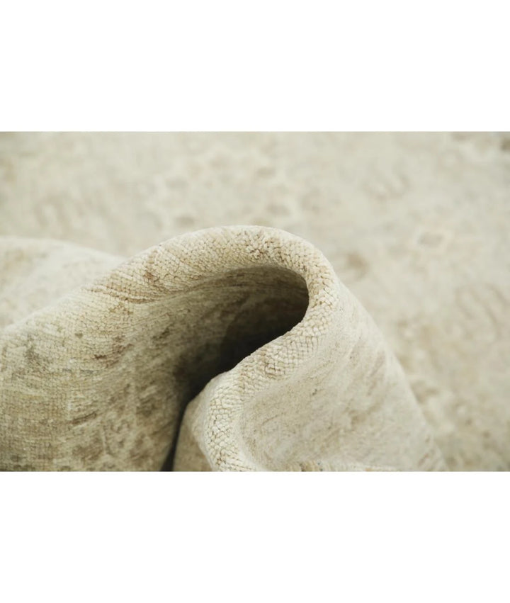 Ivory Afghan Serenity Rug 5' 4" x 8' 5" Hand-Knotted | No. AT65834