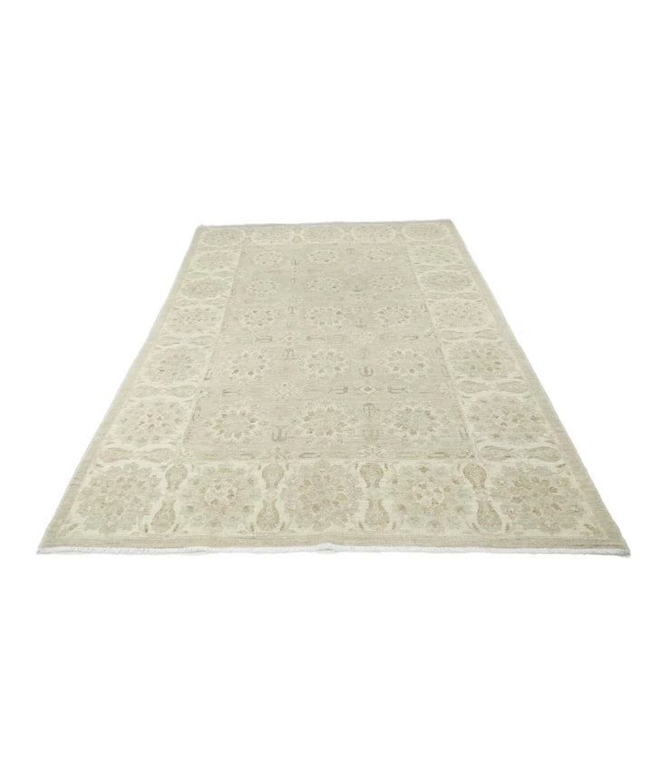 Ivory Afghan Serenity Rug 5' 4" x 8' 5" Hand-Knotted | No. AT65834