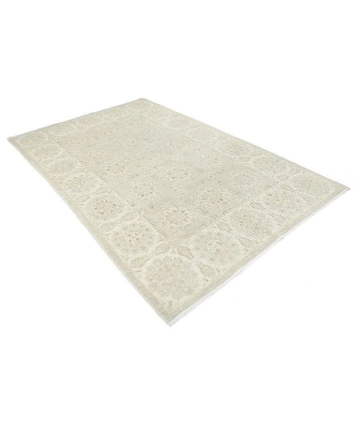 Ivory Afghan Serenity Rug 5' 4" x 8' 5" Hand-Knotted | No. AT65834