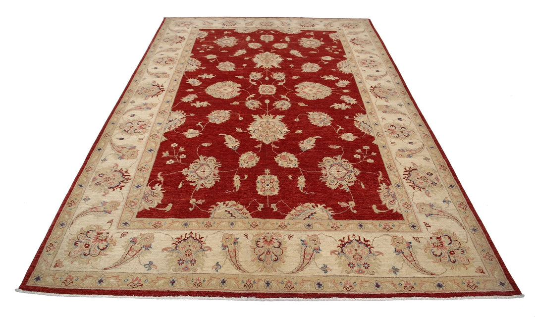 Afghan Ziegler Rug 6' 7" x 9' 4" Hand-Knotted | No. AT65897