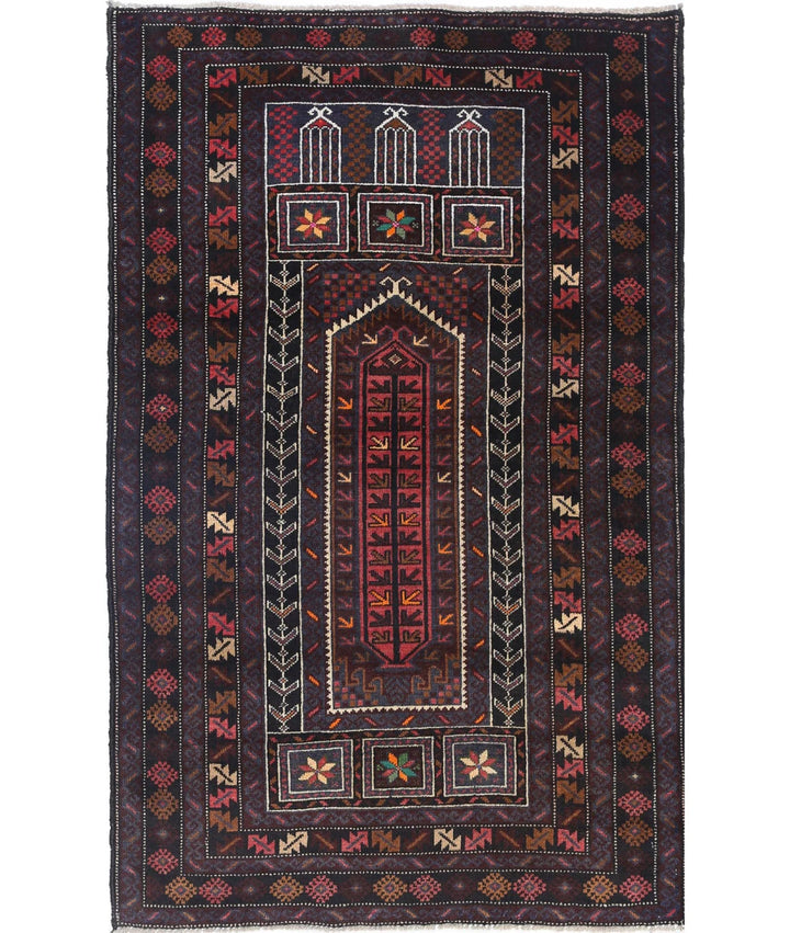 Red Afghan Baluchi Rug 2' 11" x 4' 9" Hand-Knotted | No. AT65904